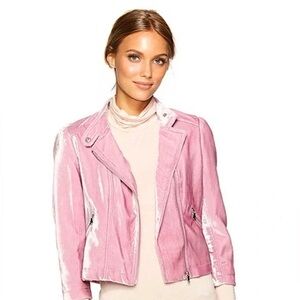 Rebecca Taylor Women’s Velvet Moto Jacket in Dusty Pink, sz 6